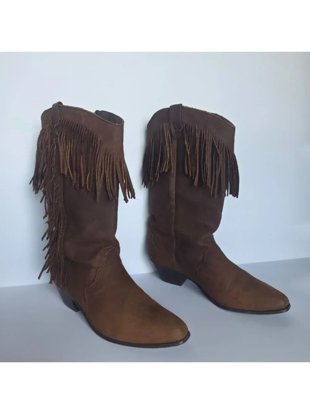 Dingo Brown Festival Leather Fringe Western Cowboy Boot Made in Mexico Womens 10